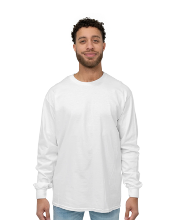 Model wearing a 2400 Gildan Ultra Cotton Long Sleeve